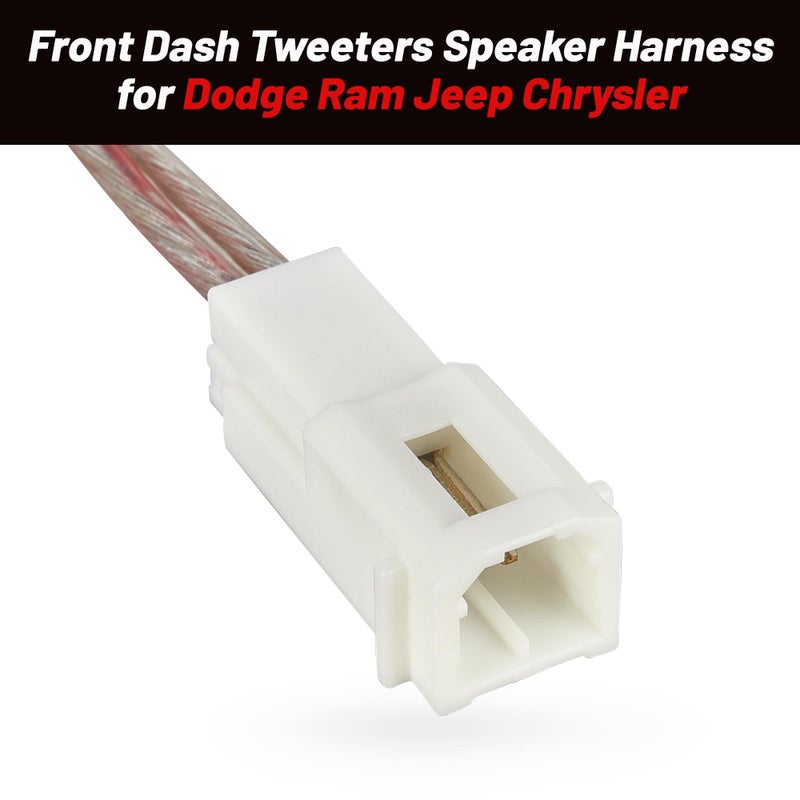 RED WOLF Front Dash Tweeters Speaker Wiring Harness Adapter Connector Plug Replacement for Dodge Ram Jeep Chrysler 2005-2022 Aftermarket Dash Tweeters Audio Cable Plug 2PC - Image 4